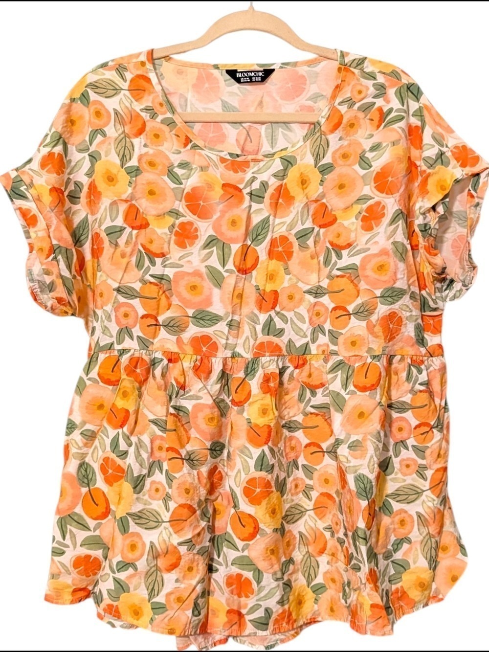 BloomChic Orange Yellow Floral Peplum Blouse